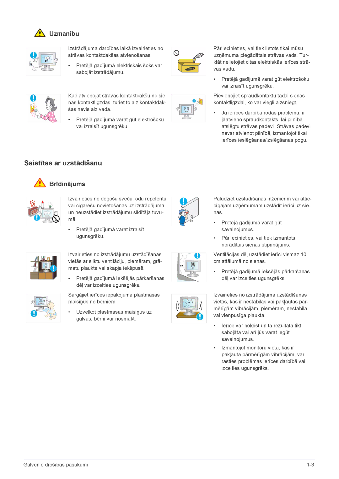 Samsung LS19CBBMB/EN, LS22CLZSB/EN, LS20CLYSB/EN, LS22CBUMBV/EN, LS19CLYSBUEN, LS19CLWSBUEN manual Saistītas ar uzstādīšanu 