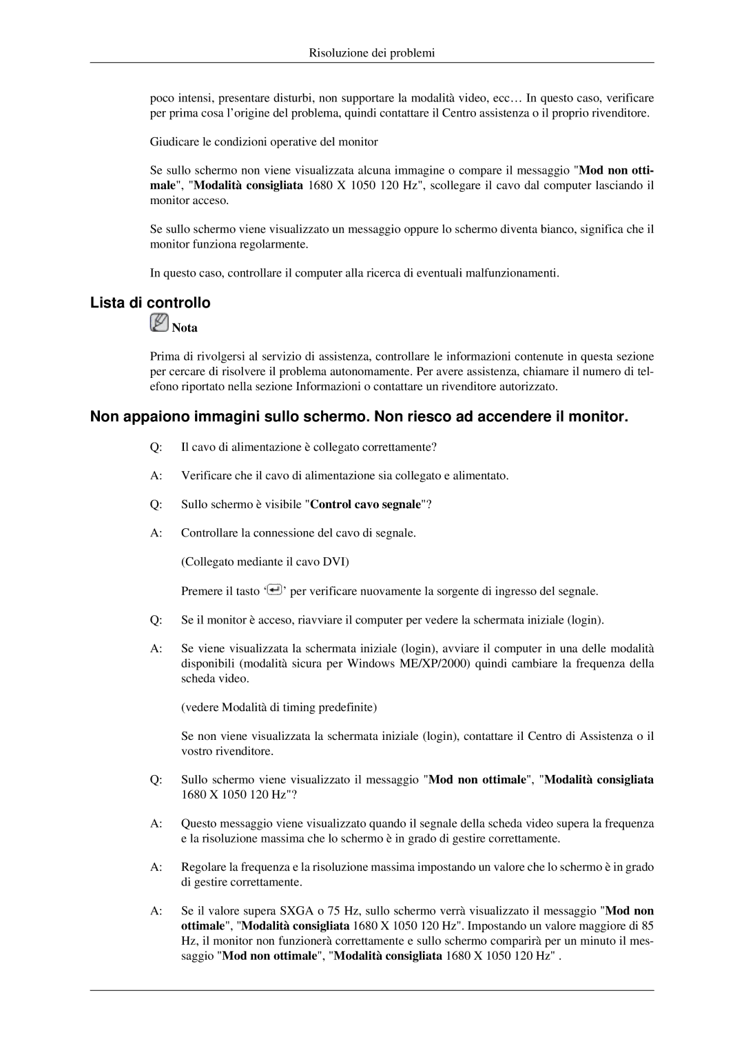 Samsung LS22CMEKFV/EN, LS22CMFKFV/EN manual Lista di controllo 