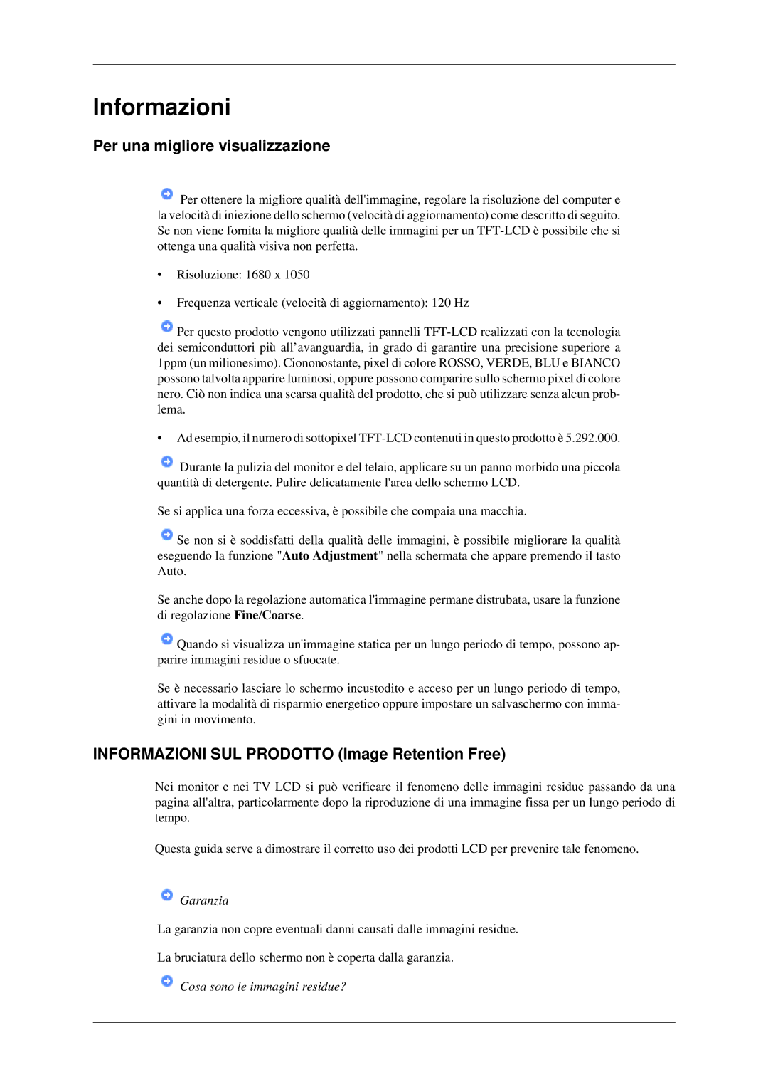 Samsung LS22CMEKFV/EN, LS22CMFKFV/EN Per una migliore visualizzazione, Informazioni SUL Prodotto Image Retention Free 