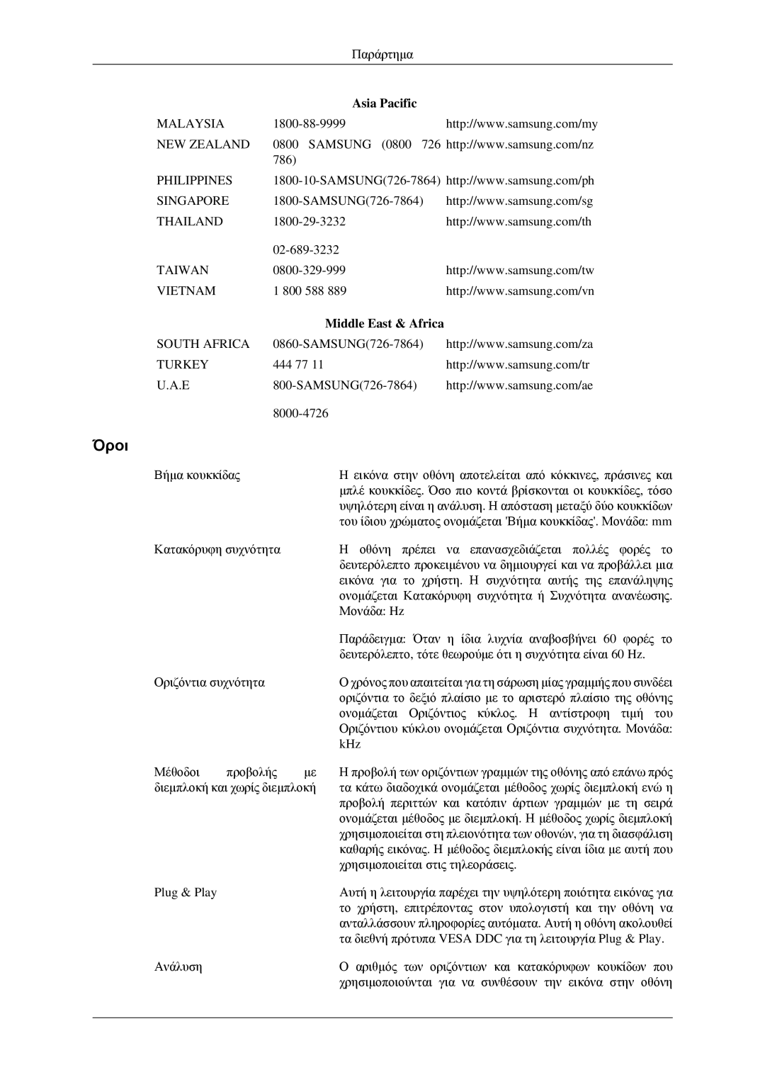 Samsung LS22CMEKFV/EN, LS22CMFKFV/EN manual Όροι, Middle East & Africa 