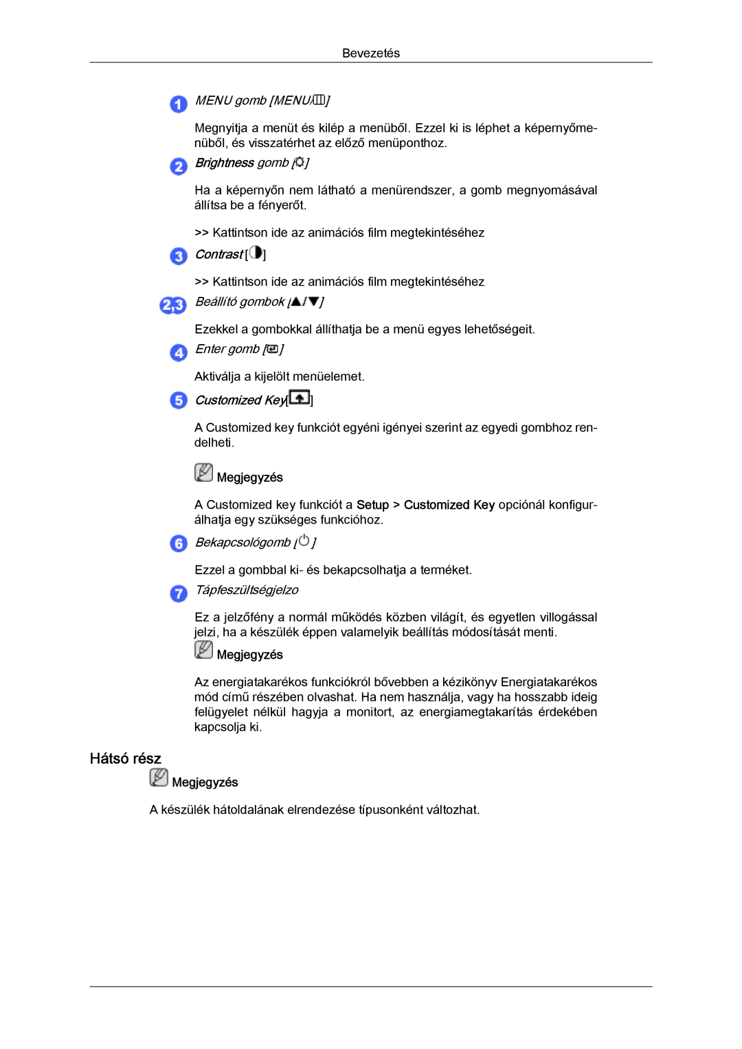 Samsung LS22CMEKFV/EN, LS22CMFKFV/EN manual Hátsó rész 