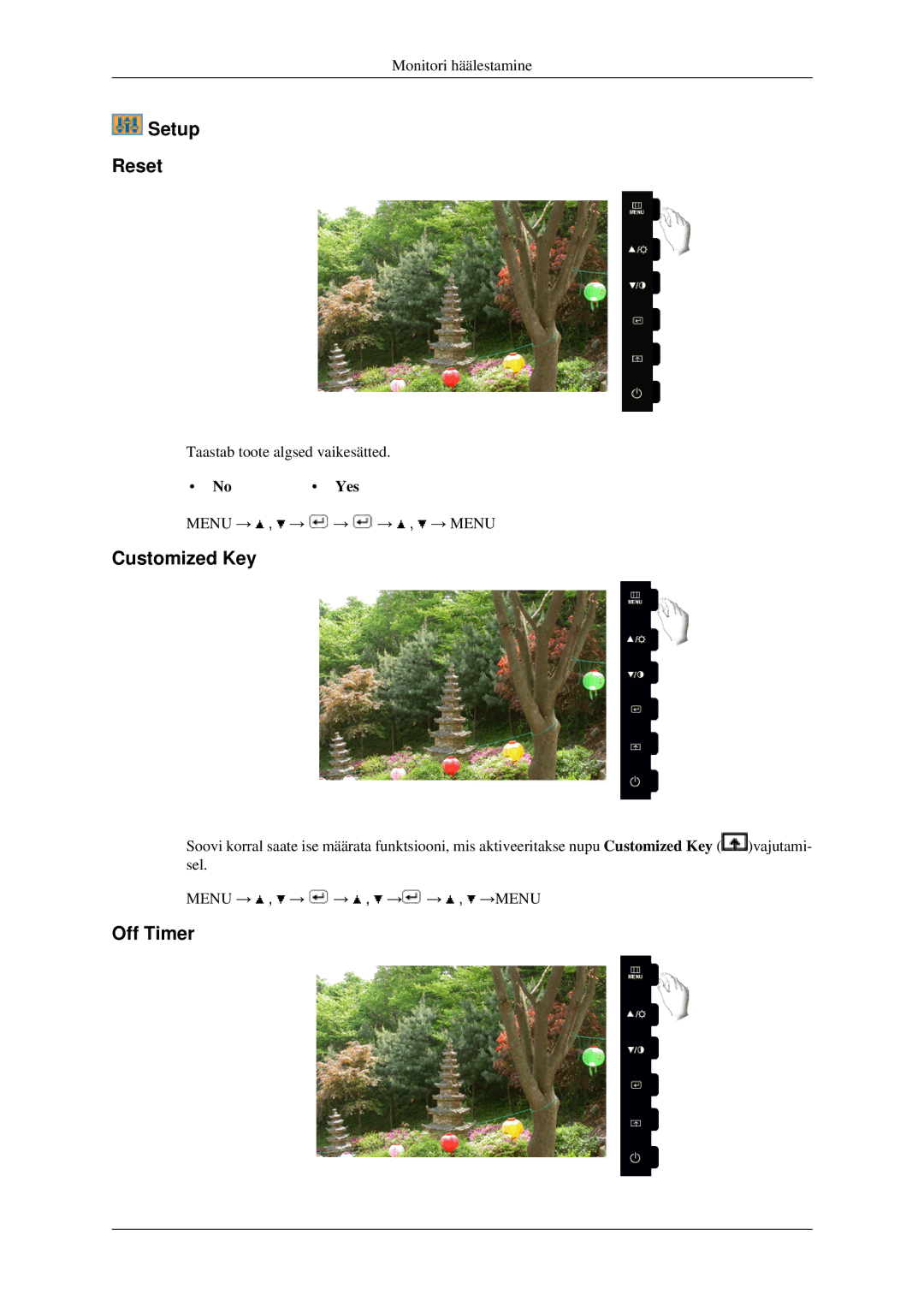 Samsung LS22CMFKFV/EN manual Setup Reset, Off Timer, Yes 