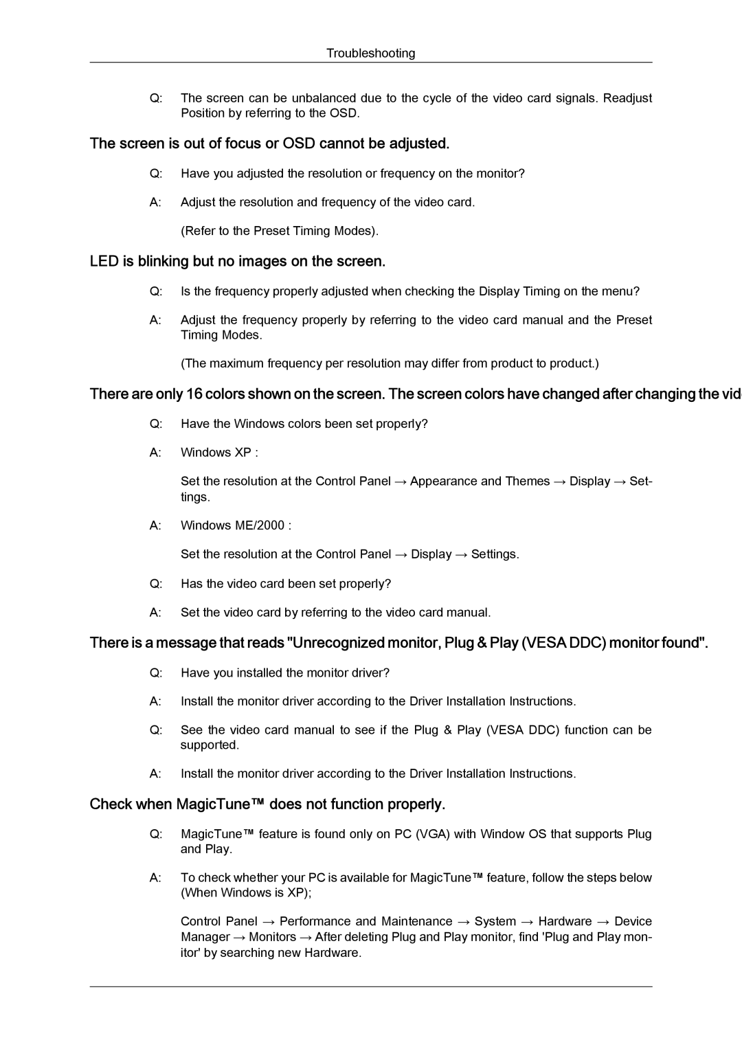 Samsung LS22CMEKFV/EN manual Screen is out of focus or OSD cannot be adjusted, LED is blinking but no images on the screen 