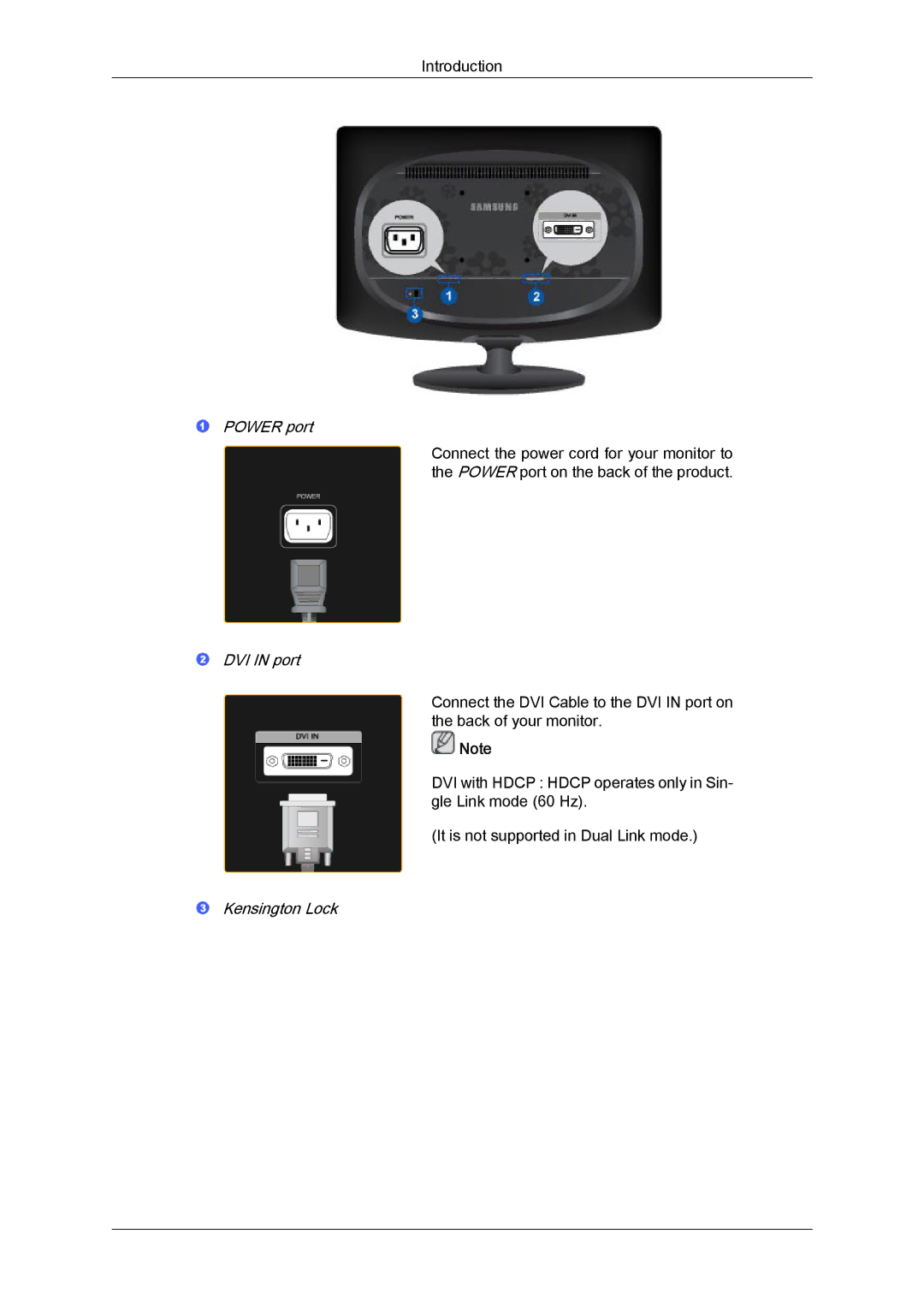 Samsung LS22CMEKFV/XK, LS22CMFKFV/ZA, LS22CMEKFV/EN, LS22CMFKFV/EN, LS22CMFKFV/ZN manual Power port 