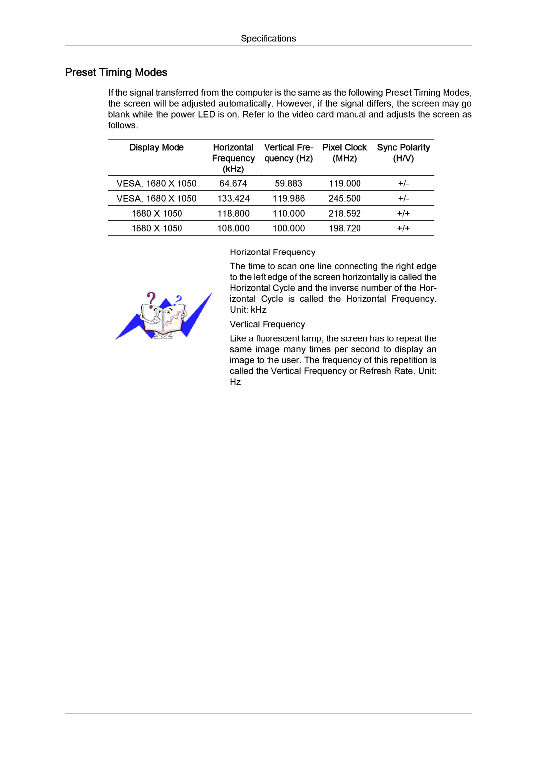 Samsung LS22CMFKFV/ZA, LS22CMEKFV/EN, LS22CMFKFV/EN, LS22CMEKFV/XK manual Preset Timing Modes, Vertical Fre, Quency Hz 