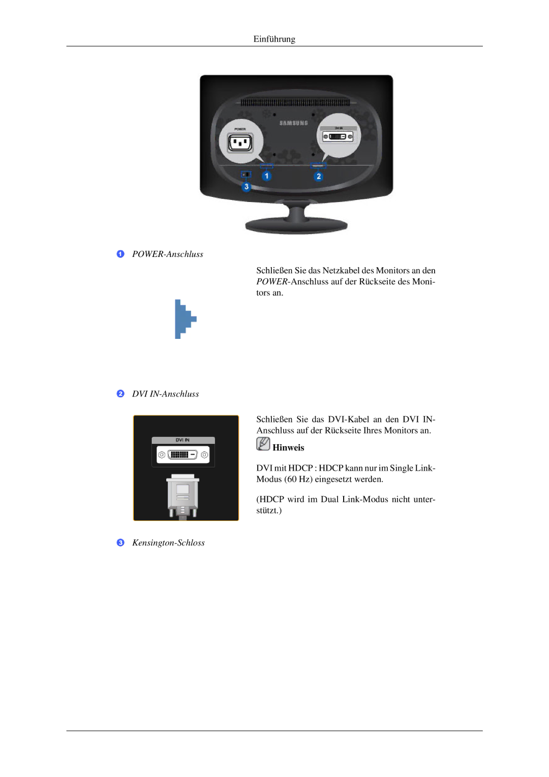 Samsung LS22CMEKFV/EN, LS22CMFKFV/ZA, LS22CMFKFV/EN manual DVI IN-Anschluss 