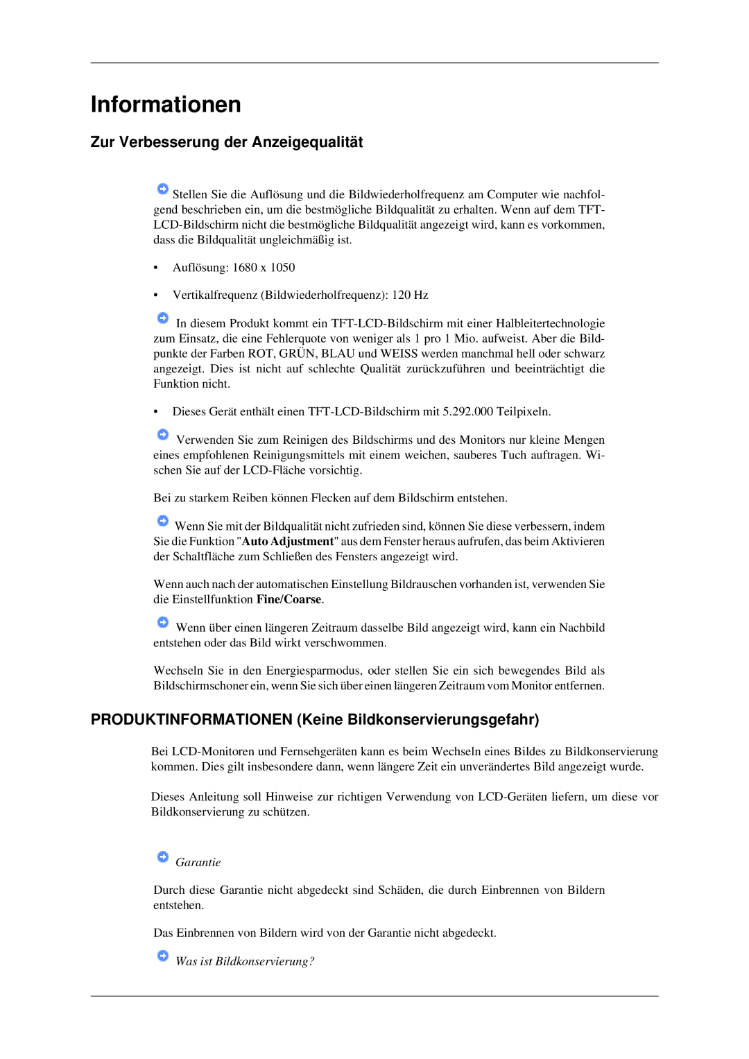 Samsung LS22CMFKFV/ZA, LS22CMEKFV/EN, LS22CMFKFV/EN manual Informationen, Zur Verbesserung der Anzeigequalität 