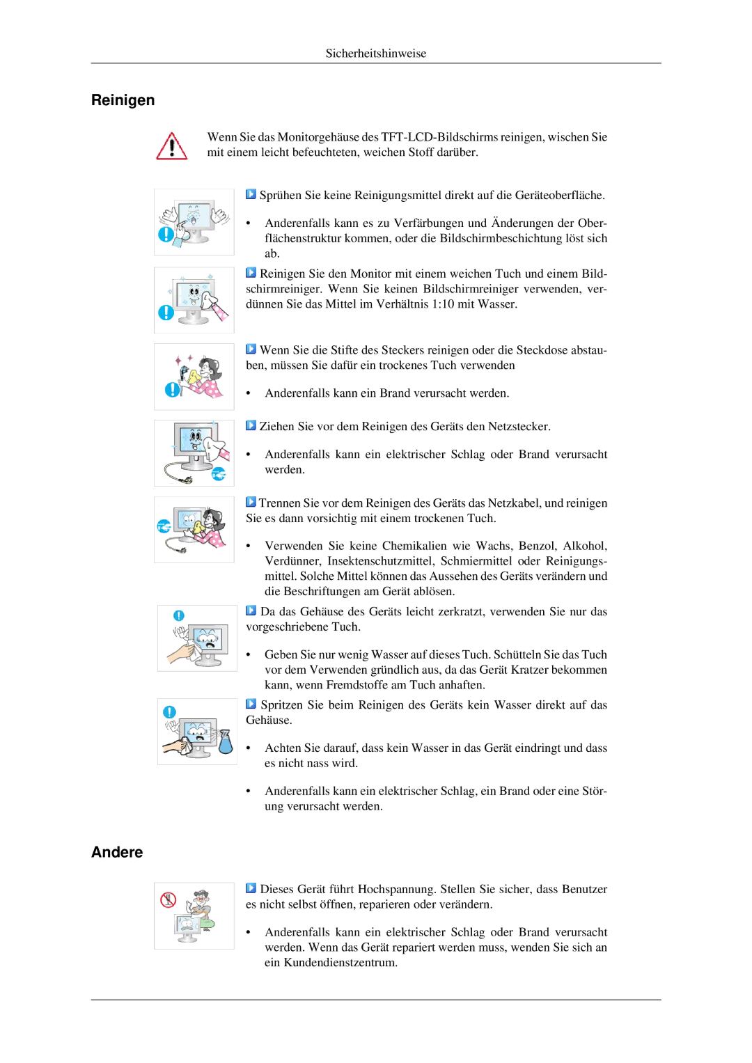 Samsung LS22CMFKFV/EN, LS22CMFKFV/ZA, LS22CMEKFV/EN manual Reinigen, Andere 