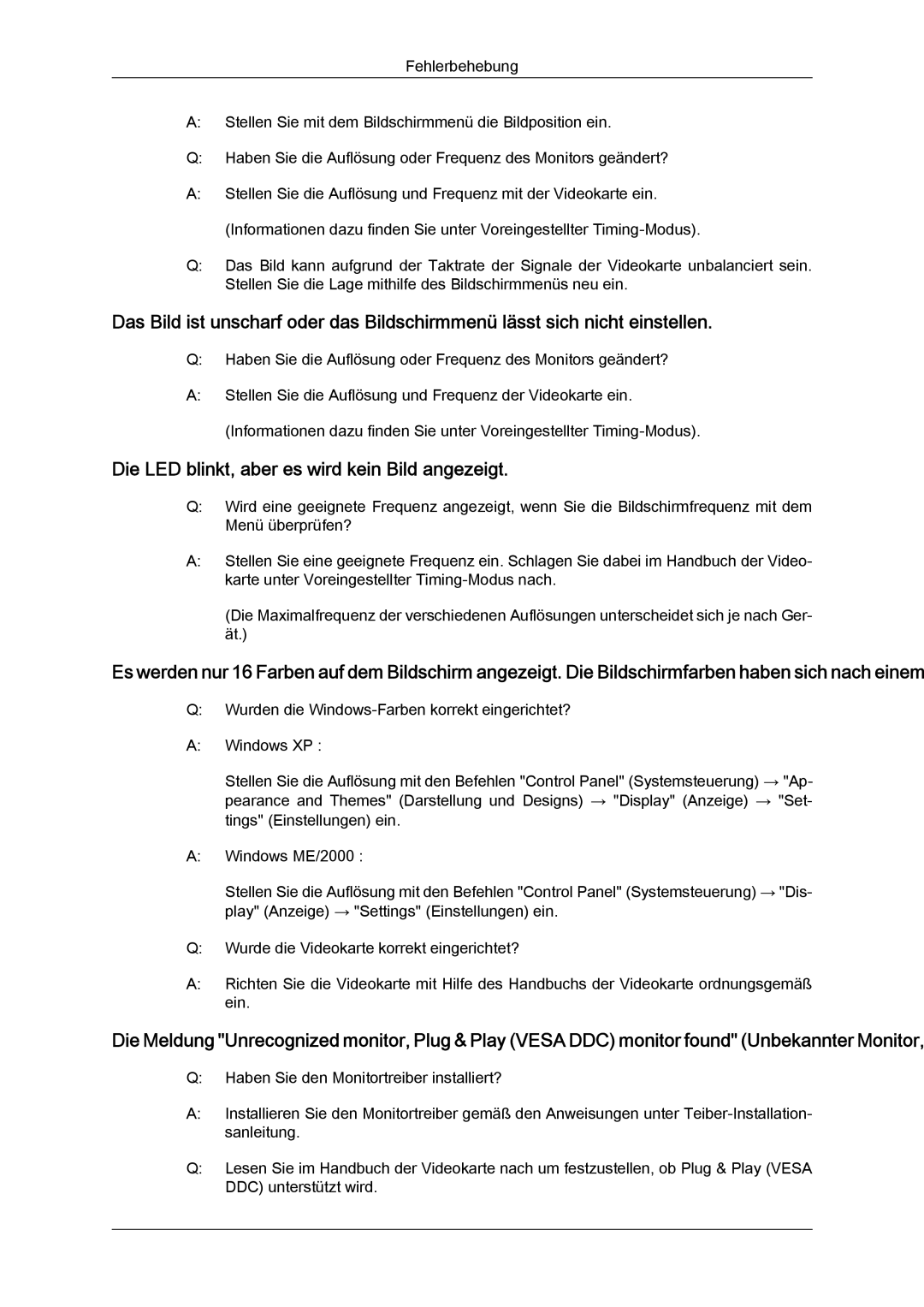 Samsung LS22CMEKFV/EN, LS22CMFKFV/ZA, LS22CMFKFV/EN manual Die LED blinkt, aber es wird kein Bild angezeigt 