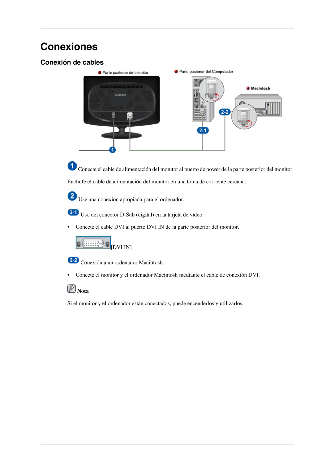 Samsung LS22CMFKFV/ZA, LS22CMEKFV/EN, LS22CMFKFV/EN manual Conexiones, Conexión de cables 