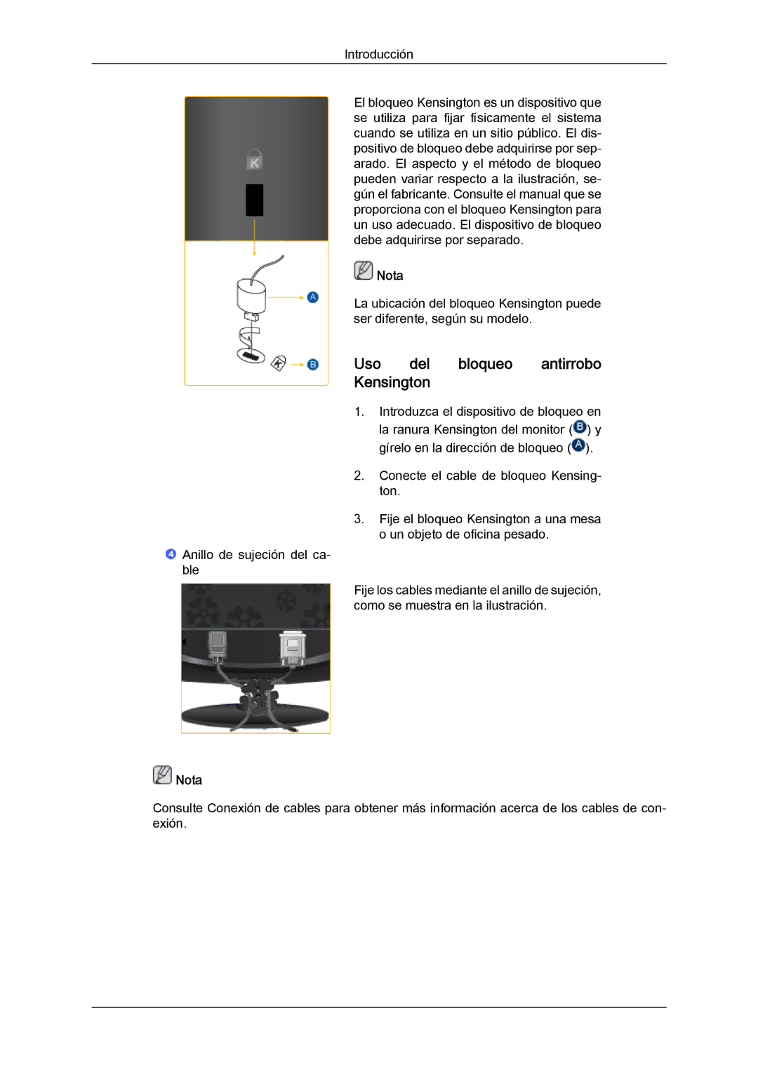 Samsung LS22CMFKFV/ZA, LS22CMEKFV/EN, LS22CMFKFV/EN manual Uso del bloqueo antirrobo Kensington 