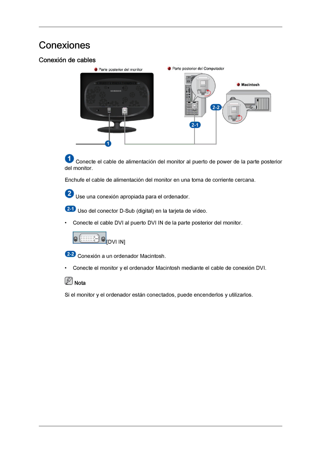 Samsung LS22CMEKFV/EN, LS22CMFKFV/ZA, LS22CMFKFV/EN manual Conexiones, Conexión de cables 