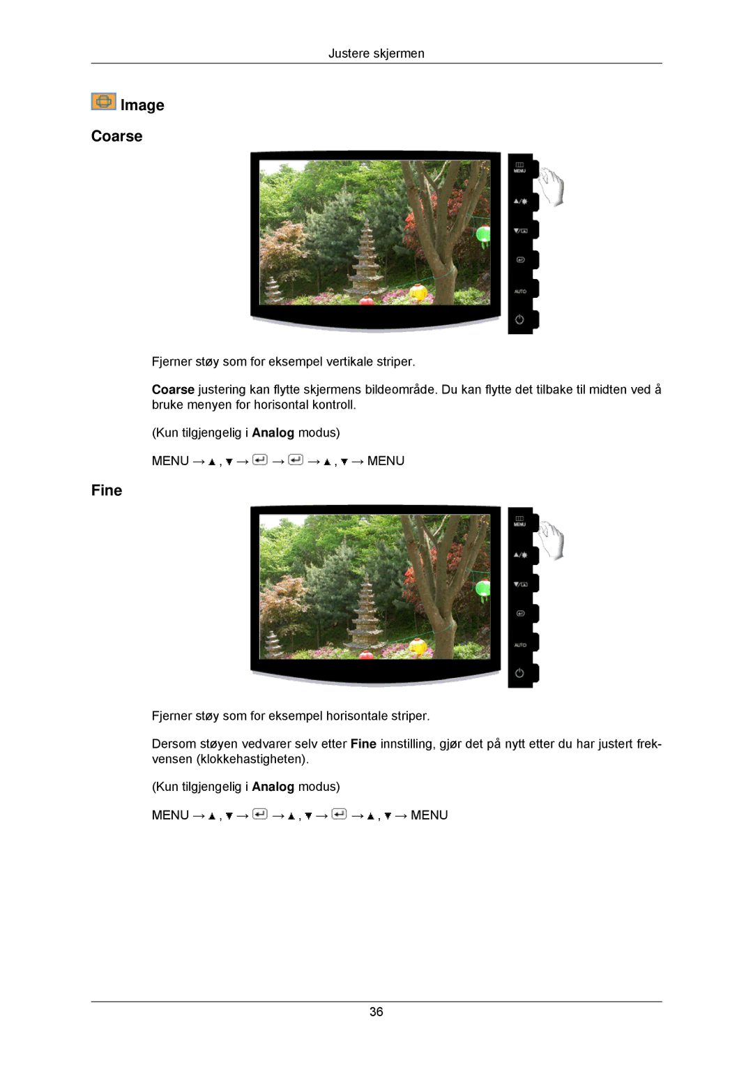 Samsung LS22CMKKFVA/EN, LS22CMKKFV/EN manual Image Coarse, Fine 