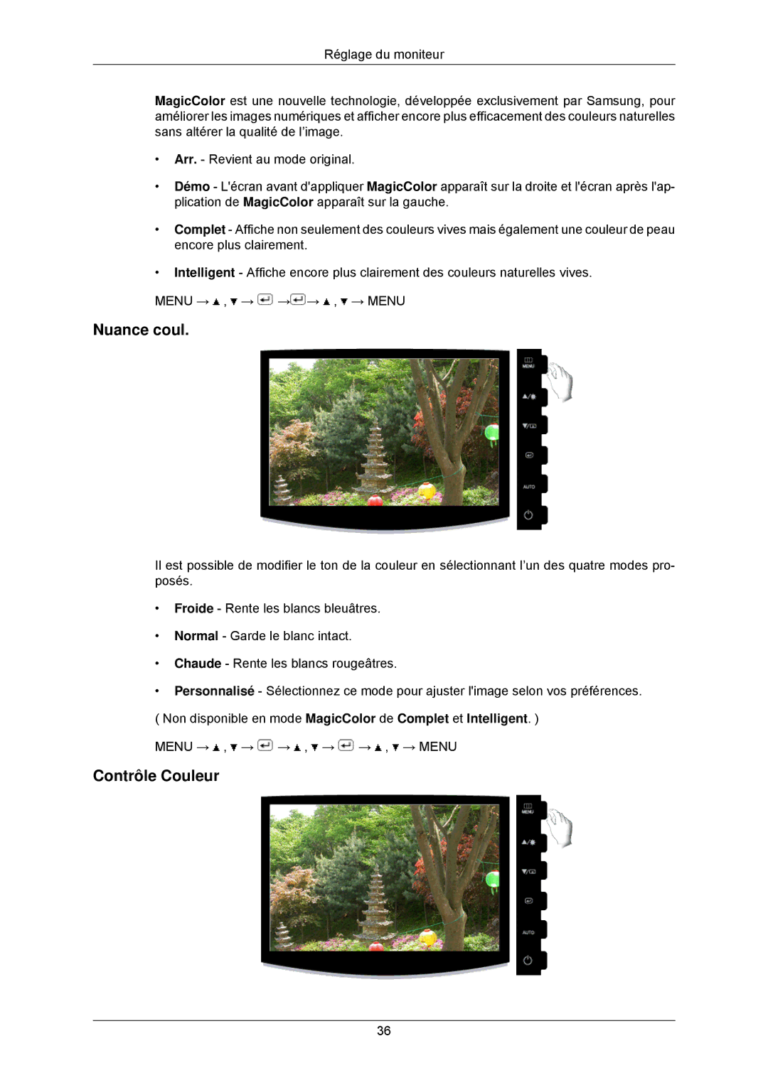 Samsung LS22CMKKHU/EN, LS22CMKKFV/EN, LS22CMKKFVA/EN manual Nuance coul, Contrôle Couleur 