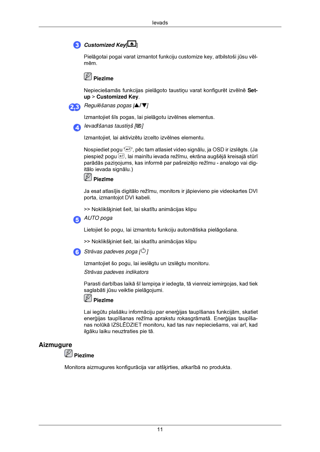 Samsung LS22CMKKFV/EN manual Aizmugure, Customized Key 