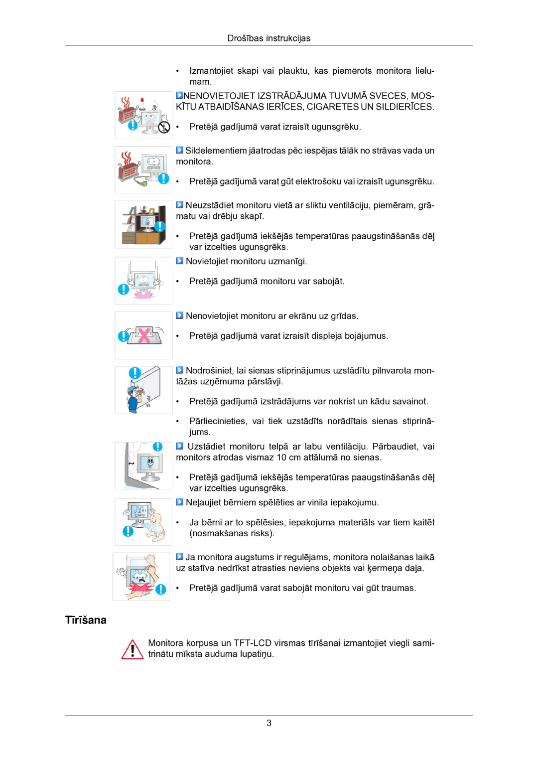 Samsung LS22CMKKFV/EN manual Tīrīšana 