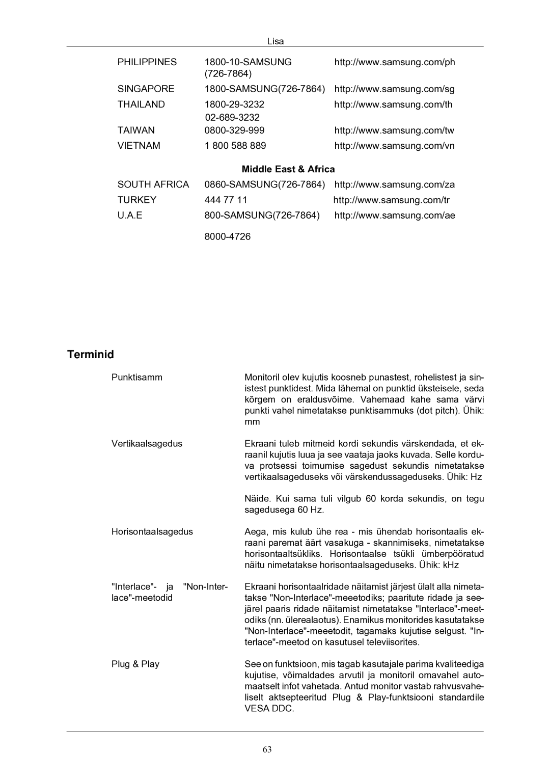 Samsung LS22CMKKFV/EN manual Terminid, Vesa DDC 