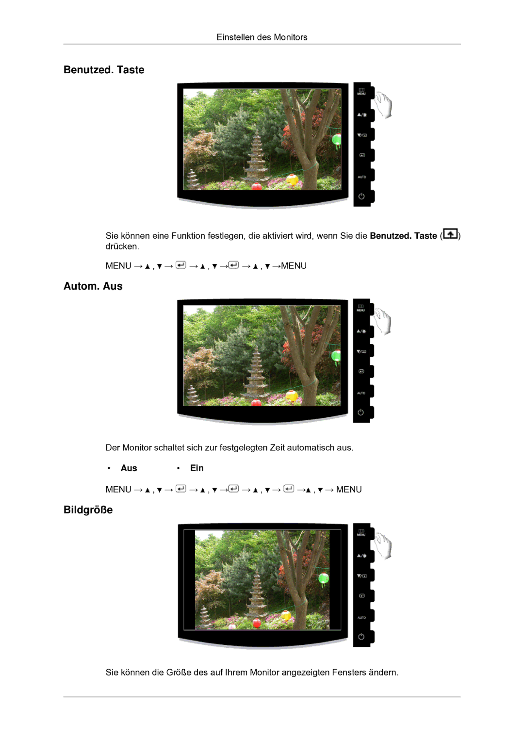 Samsung LS22CMYKF/EN manual Autom. Aus, Bildgröße 