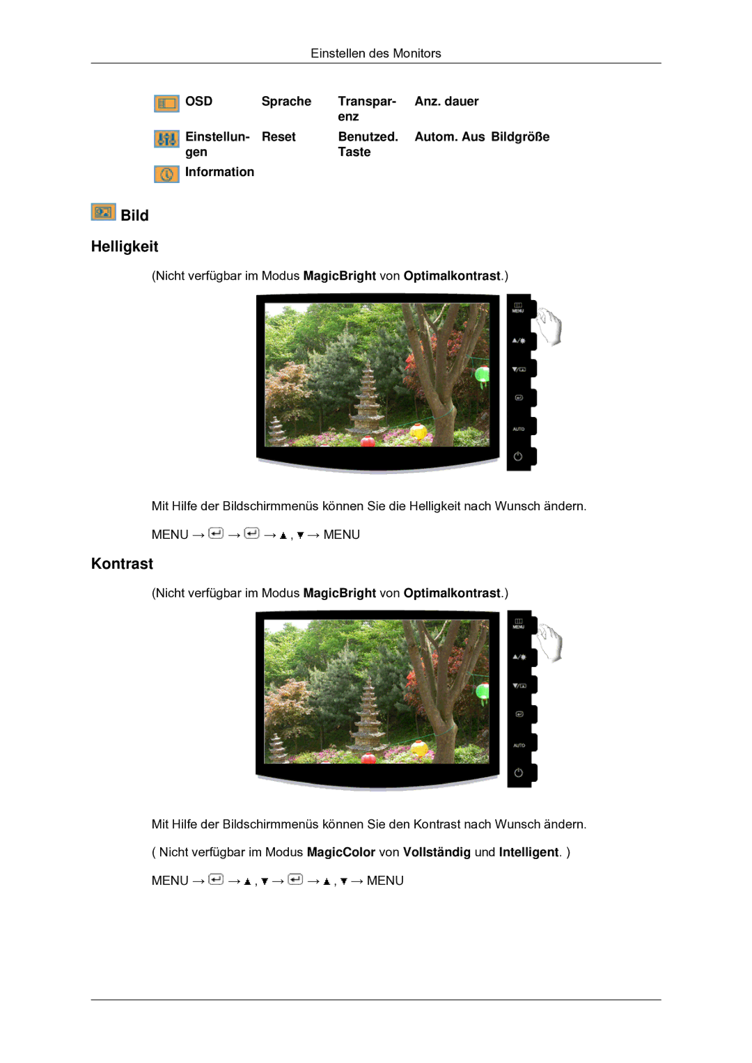 Samsung LS22CMYKF/EN manual Bild Helligkeit 