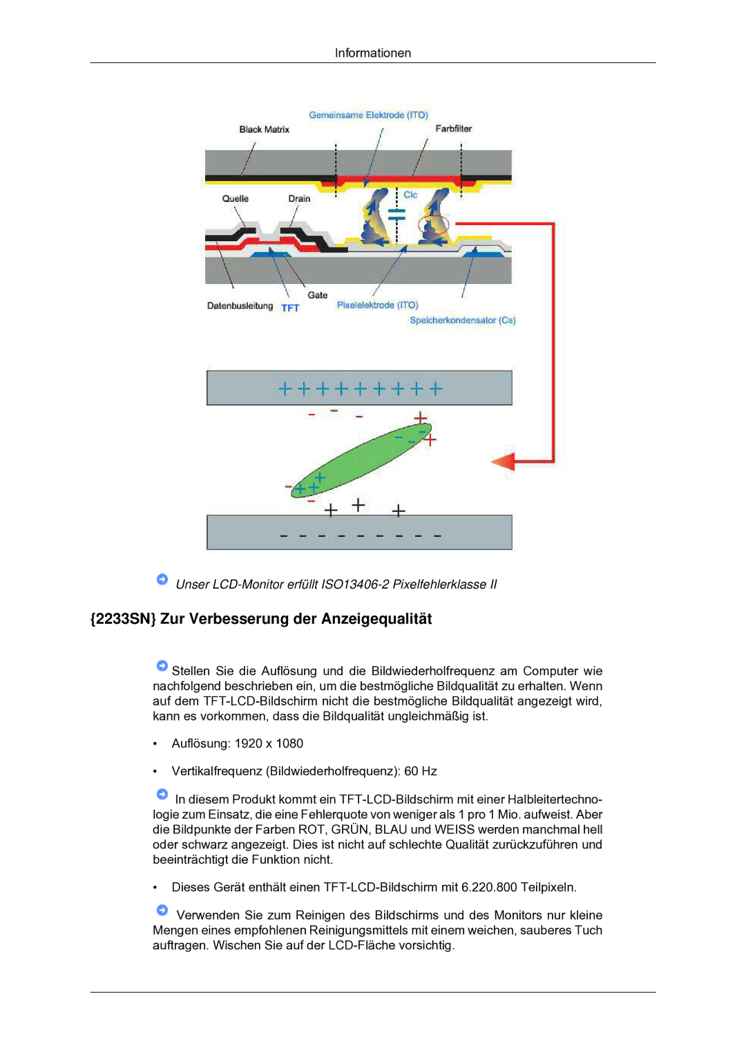 Samsung LS22CMYKF/EN manual 2233SN Zur Verbesserung der Anzeigequalität 