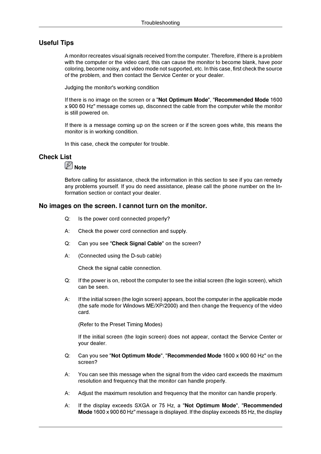 Samsung LS22CMYKFZA/EN, LS22CMYKFNA/EN manual Useful Tips, Check List, No images on the screen. I cannot turn on the monitor 