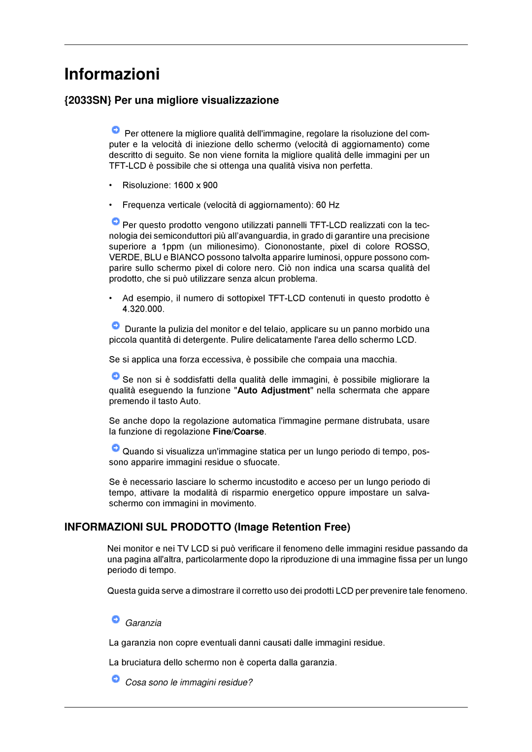 Samsung LS20CMYKFNA/EN, LS22CMYKFNA/EN, LS20CMYKF/EN, LS22CMYKF/EN Informazioni, 2033SN Per una migliore visualizzazione 