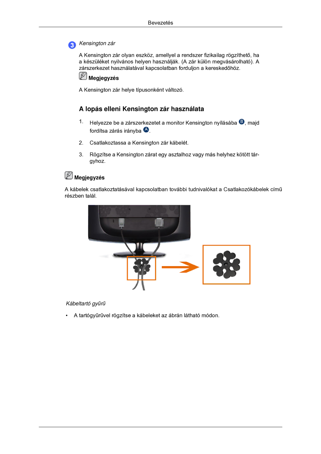 Samsung LS20CMYKF/EN, LS22CMYKFNA/EN, LS22CMYKF/EN, LS20CMYKFNA/EN, LS22CMYKFYA/EN Lopás elleni Kensington zár használata 