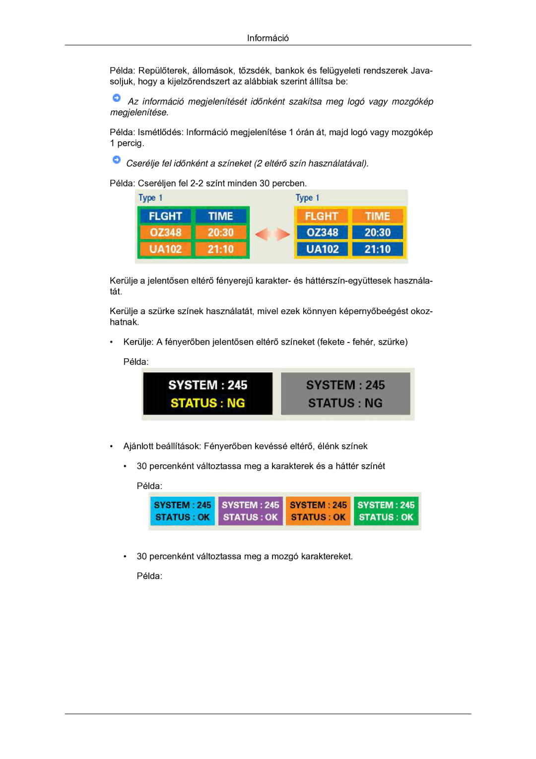 Samsung LS22CMYKF/EN, LS22CMYKFNA/EN, LS20CMYKF/EN manual Cserélje fel időnként a színeket 2 eltérő szín használatával 