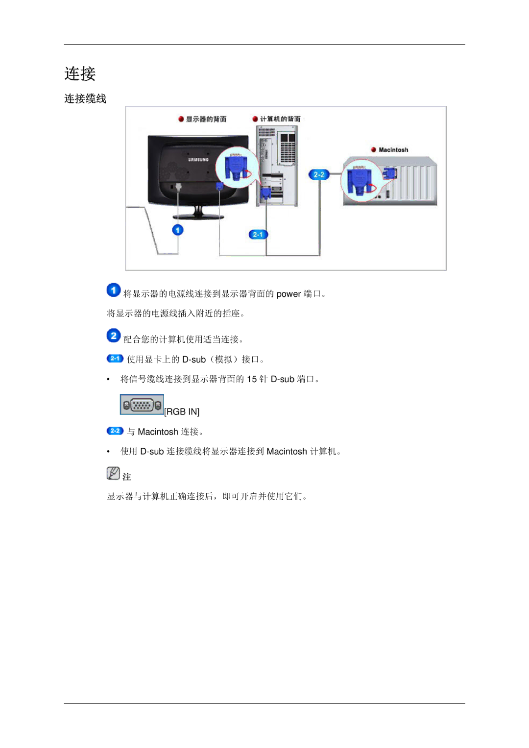 Samsung LS22CMYKFNA/EN, LS20CMYKF/EN, LS22CMYKF/EN, LS20CMYKFNA/EN, LS22CMYKFYA/EN, LS22CMYKFZA/EN manual 连接缆线 