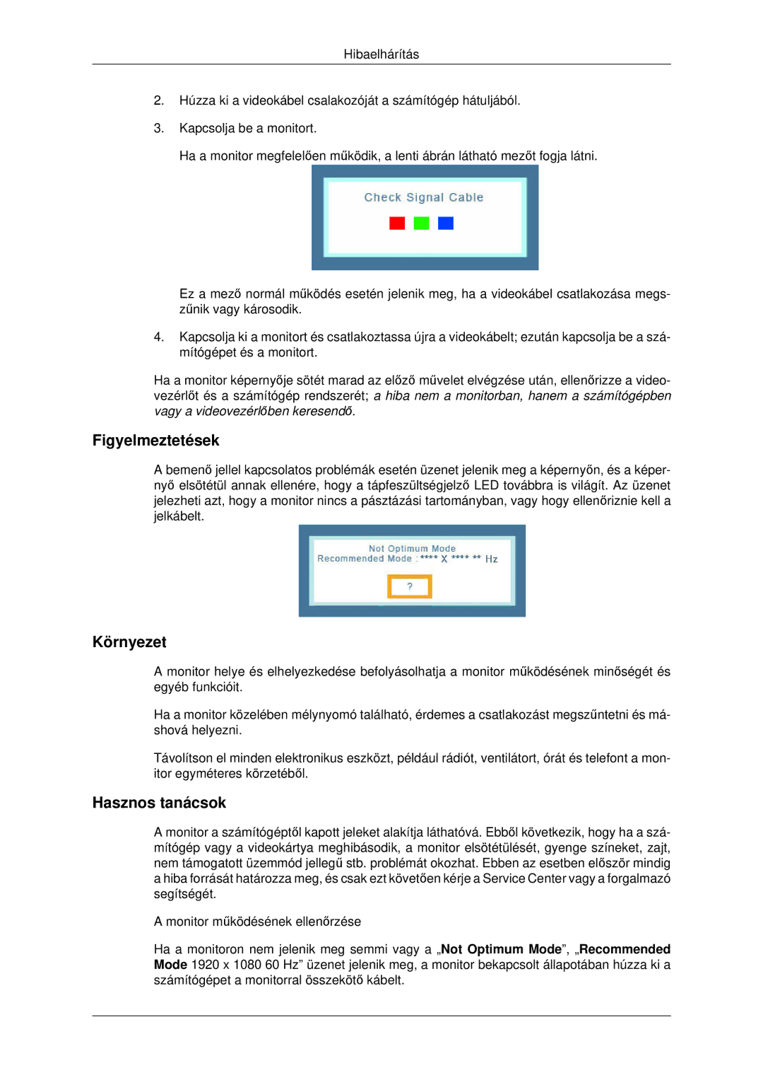 Samsung LS20CMYKFNA/EN, LS22CMYKFNA/EN, LS20CMYKF/EN, LS22CMYKF/EN, LS22CMYKFYA/EN, LS22CMYKFZA/EN manual Figyelmeztetések 