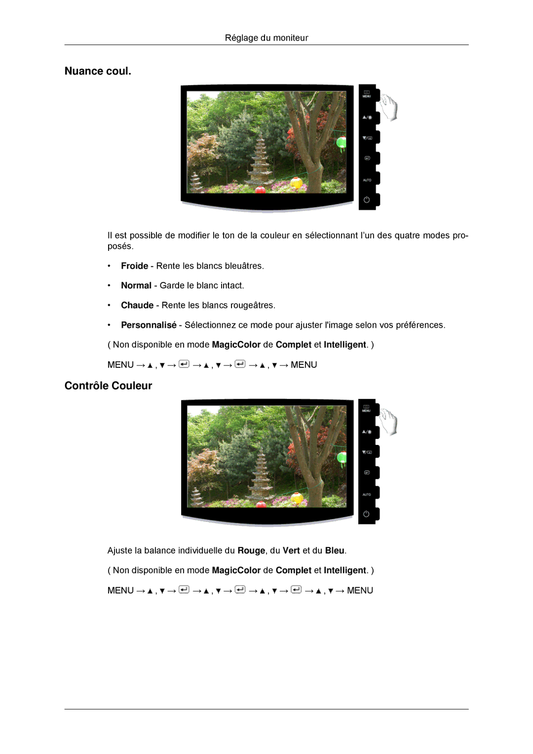 Samsung LS22CMYKFNA/EN, LS20CMYKF/EN, LS22CMYKF/EN, LS20CMYKFNA/EN manual Nuance coul, Contrôle Couleur 