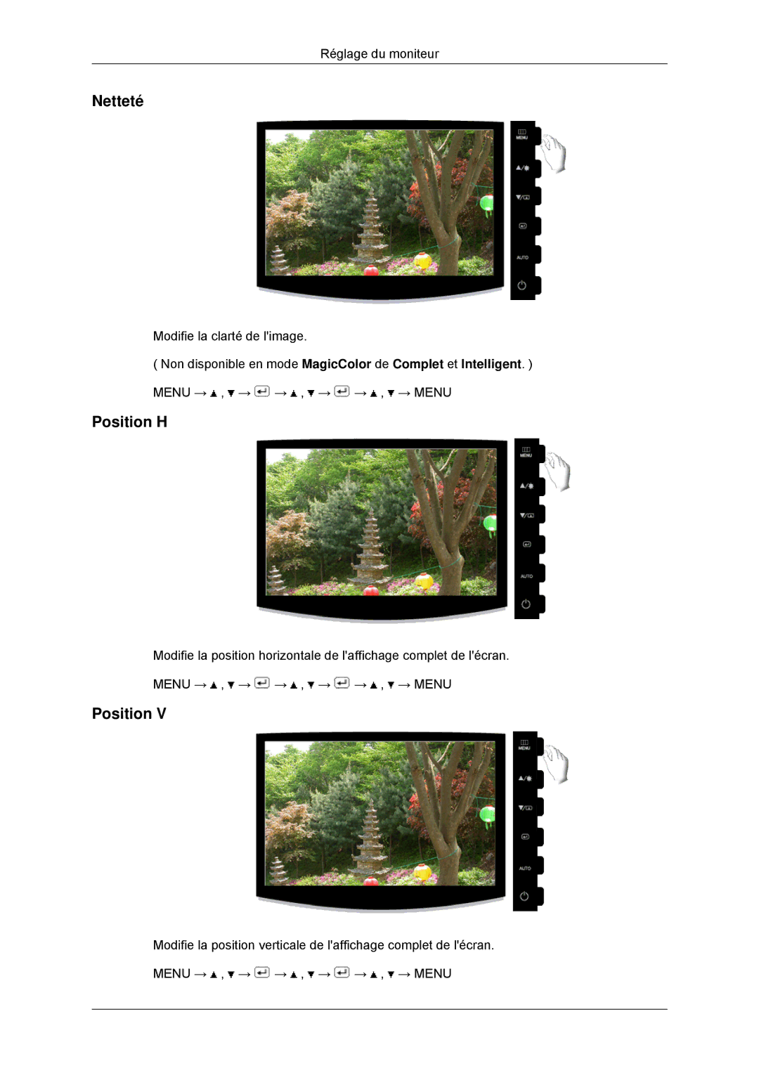 Samsung LS20CMYKFNA/EN, LS22CMYKFNA/EN, LS20CMYKF/EN, LS22CMYKF/EN manual Netteté, Position H 