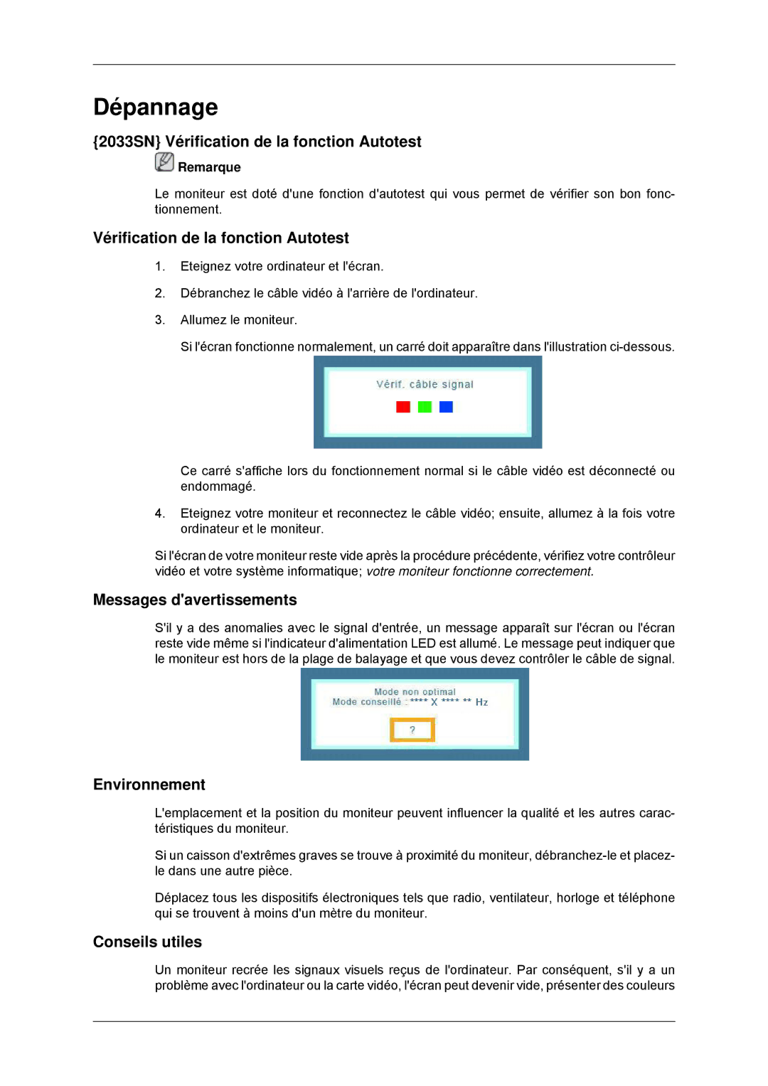 Samsung LS22CMYKFNA/EN, LS20CMYKF/EN, LS22CMYKF/EN, LS20CMYKFNA/EN manual Dépannage 