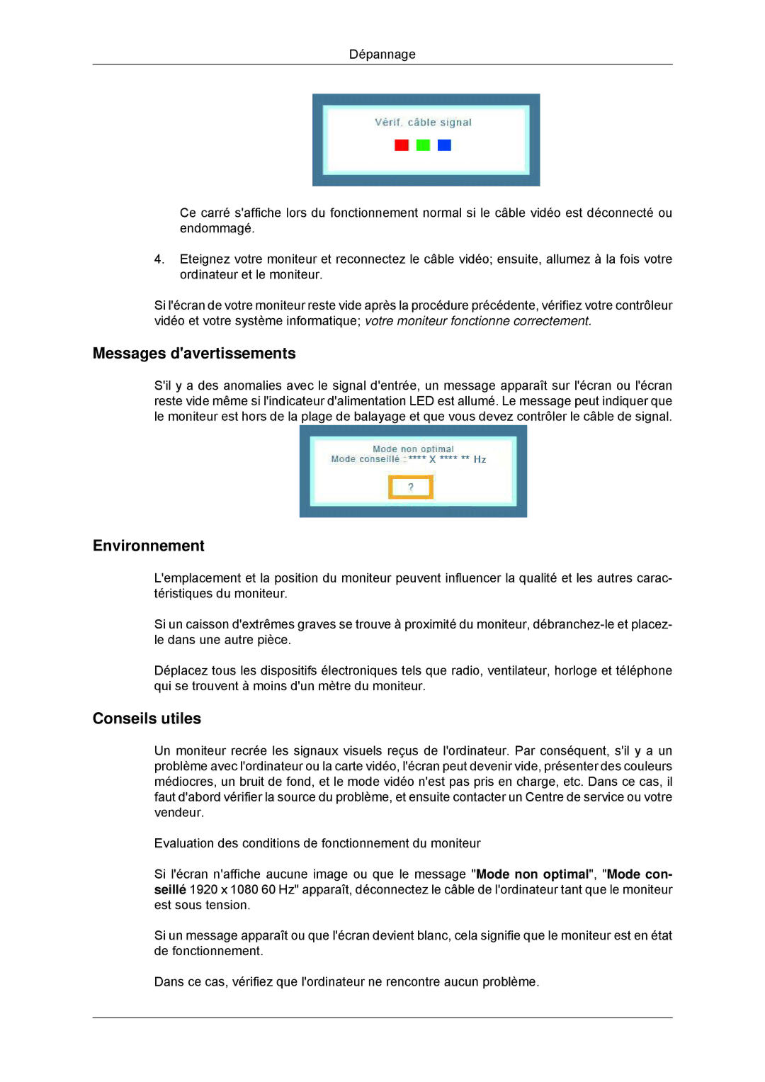 Samsung LS22CMYKF/EN, LS22CMYKFNA/EN, LS20CMYKF/EN, LS20CMYKFNA/EN manual Messages davertissements 