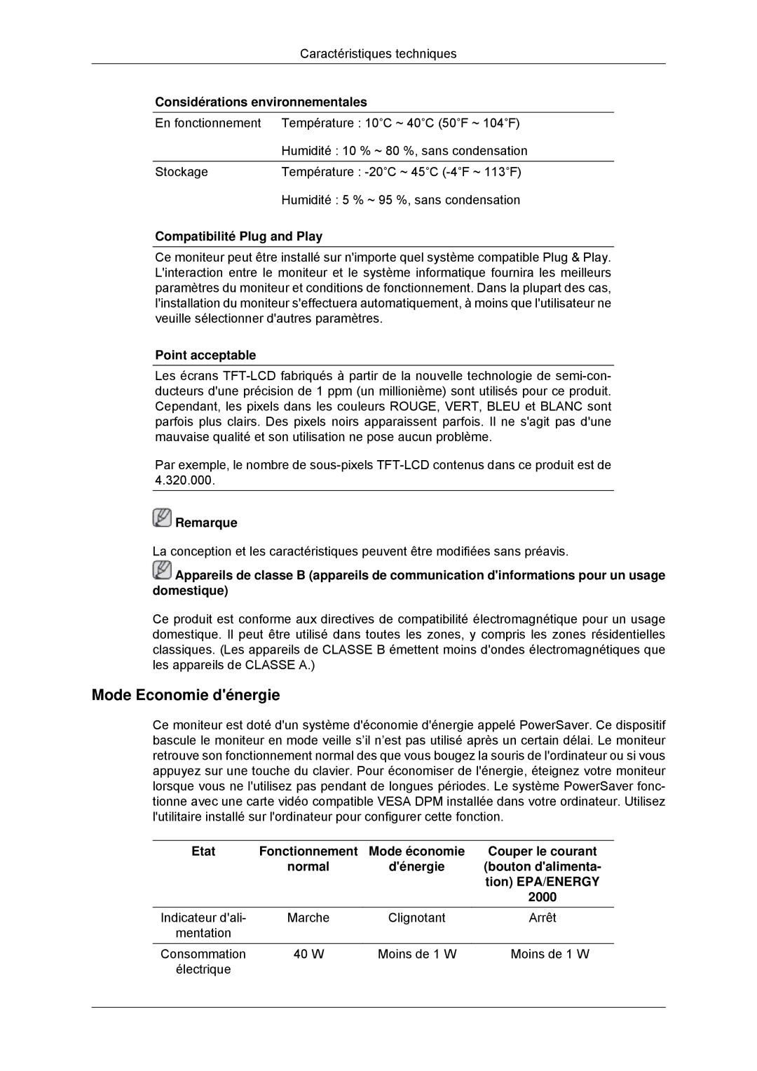 Samsung LS20CMYKF/EN, LS22CMYKFNA/EN, LS22CMYKF/EN, LS20CMYKFNA/EN manual Mode Economie dénergie 