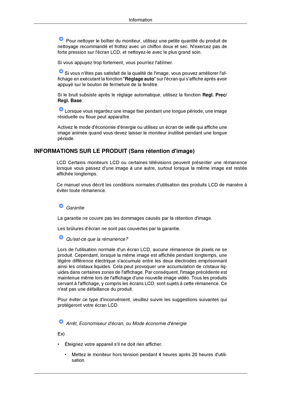 Samsung LS22CMYKF/EN, LS22CMYKFNA/EN, LS20CMYKF/EN, LS20CMYKFNA/EN manual Informations SUR LE Produit Sans rétention dimage 