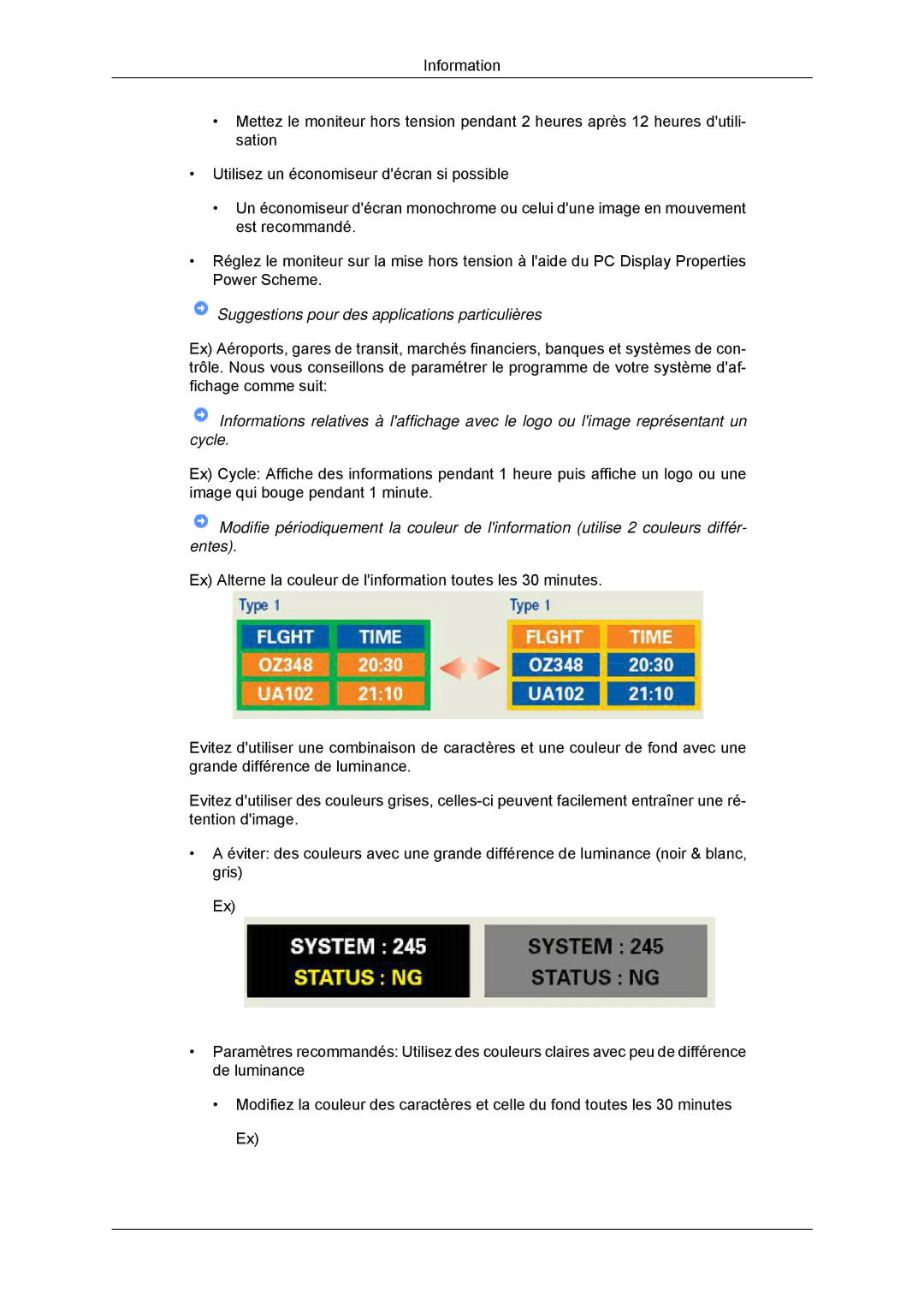 Samsung LS20CMYKFNA/EN, LS22CMYKFNA/EN, LS20CMYKF/EN, LS22CMYKF/EN manual Suggestions pour des applications particulières 