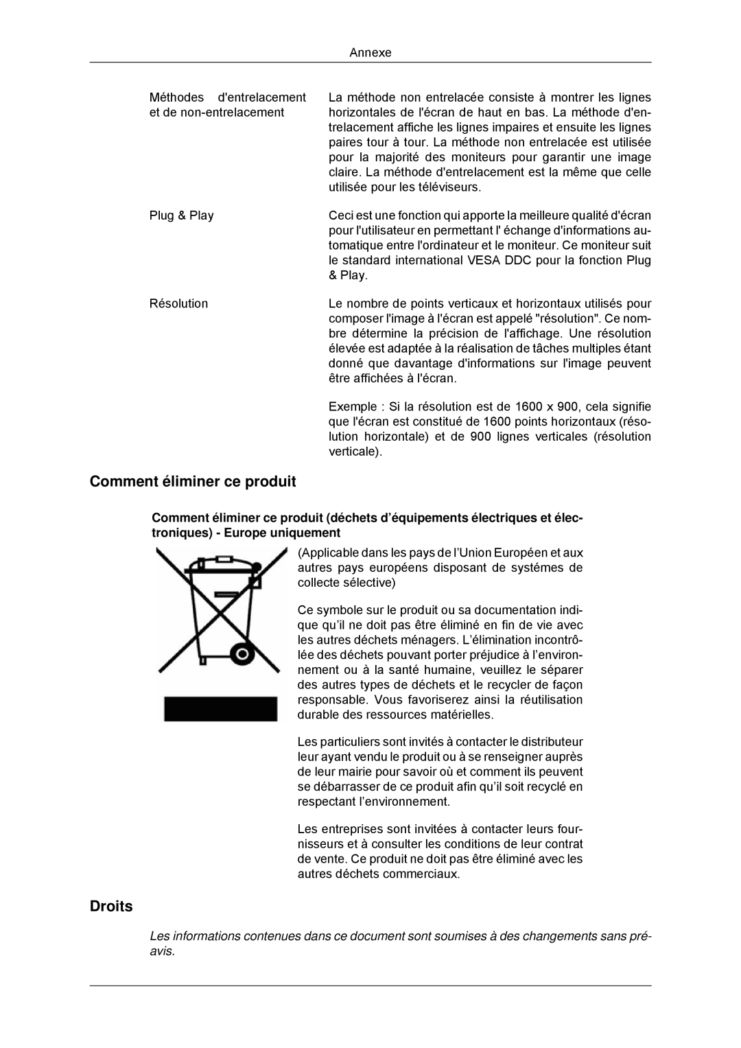 Samsung LS20CMYKF/EN, LS22CMYKFNA/EN, LS22CMYKF/EN, LS20CMYKFNA/EN manual Comment éliminer ce produit, Droits 