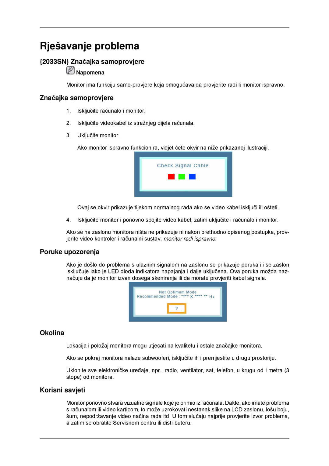 Samsung LS22CMYKFNA/EN, LS20CMYKF/EN, LS22CMYKF/EN, LS20CMYKFNA/EN manual Rješavanje problema 