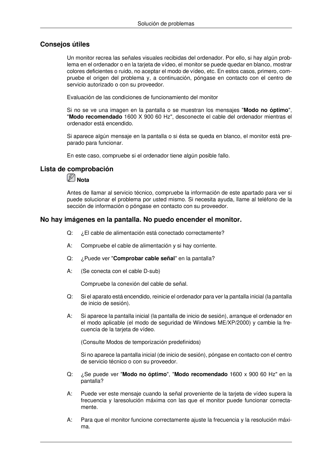 Samsung LS22CMYKF/EN, LS22CMYKFNA/EN, LS20CMYKF/EN, LS22CMYKFYA/EN manual Consejos útiles, Lista de comprobación 