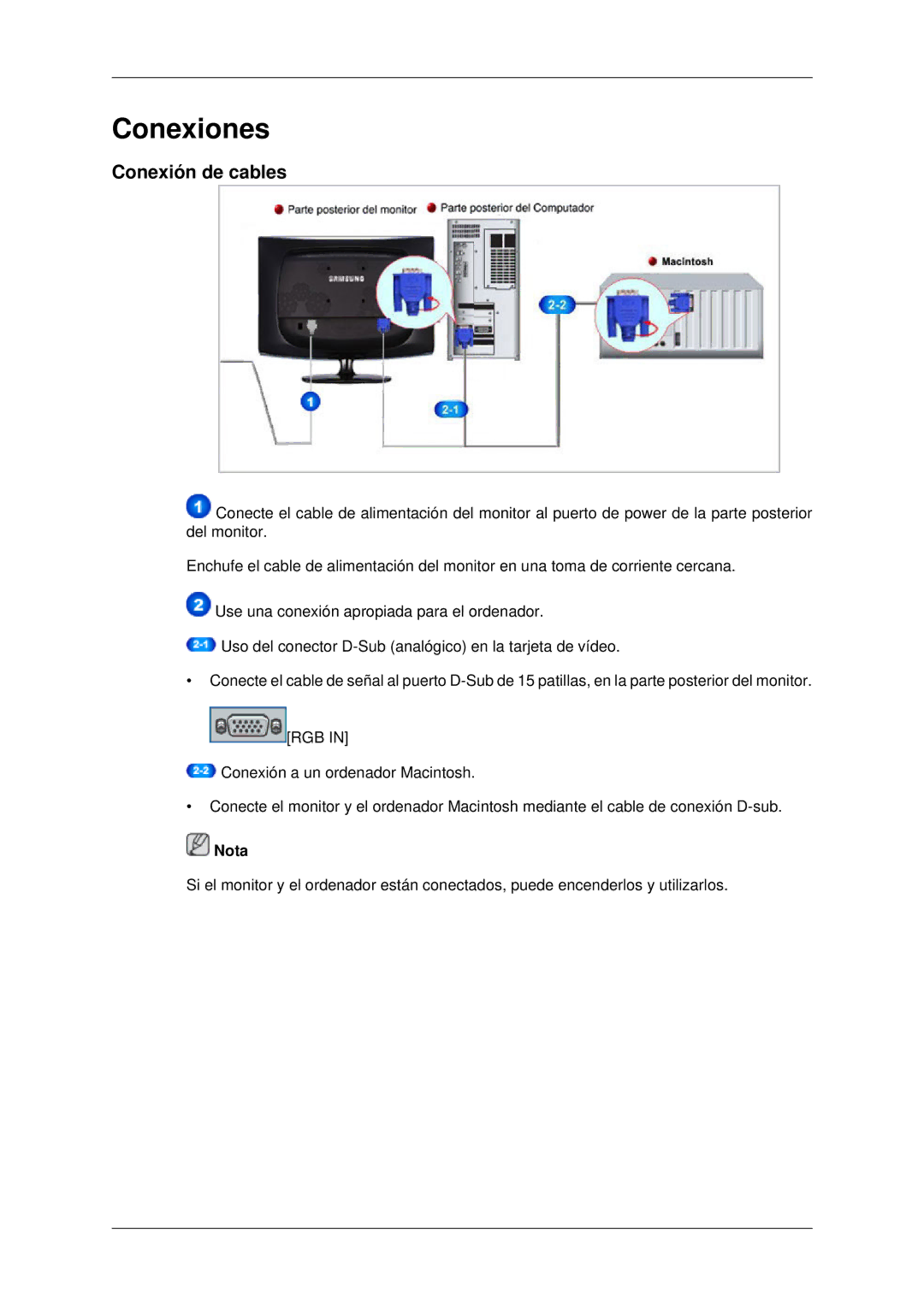 Samsung LS22CMYKF/EN, LS22CMYKFNA/EN, LS20CMYKF/EN, LS22CMYKFYA/EN manual Conexiones, Conexión de cables 