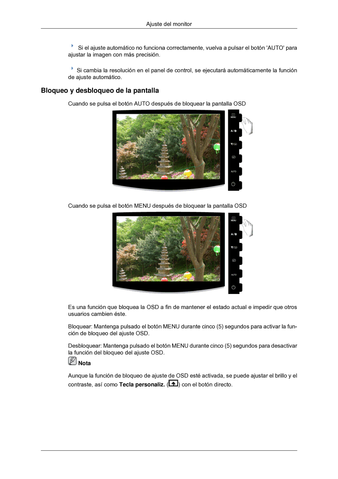 Samsung LS22CMYKFNA/EN, LS20CMYKF/EN, LS22CMYKF/EN, LS22CMYKFYA/EN manual Bloqueo y desbloqueo de la pantalla 