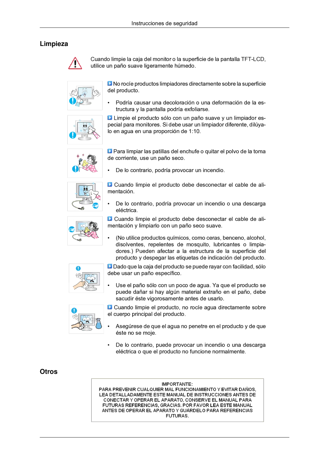 Samsung LS20CMYKF/EN, LS22CMYKFNA/EN, LS22CMYKF/EN, LS22CMYKFYA/EN manual Limpieza, Otros 