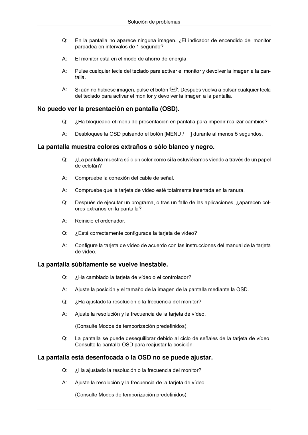 Samsung LS22CMYKFNA/EN, LS20CMYKF/EN, LS22CMYKF/EN, LS22CMYKFYA/EN manual No puedo ver la presentación en pantalla OSD 