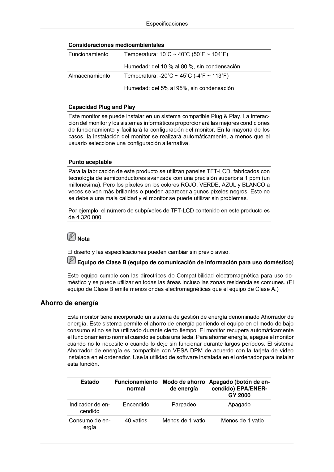 Samsung LS20CMYKF/EN, LS22CMYKFNA/EN, LS22CMYKF/EN, LS22CMYKFYA/EN manual Ahorro de energía 