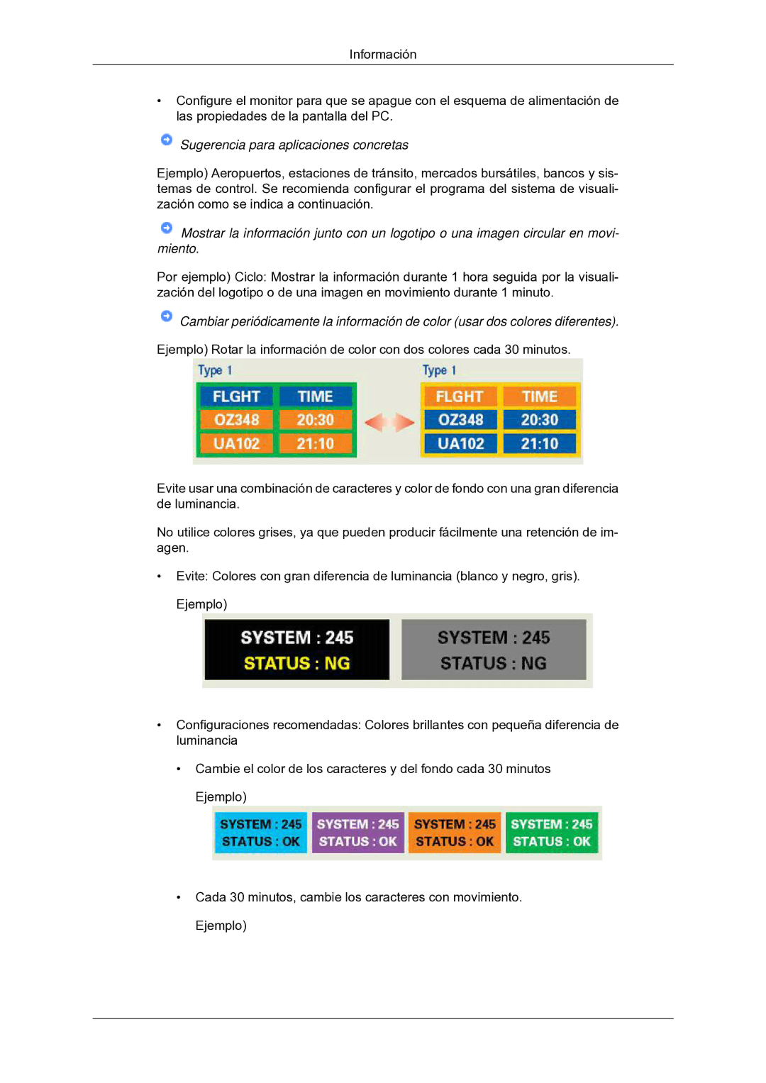 Samsung LS22CMYKFYA/EN, LS22CMYKFNA/EN, LS20CMYKF/EN, LS22CMYKF/EN manual Sugerencia para aplicaciones concretas 