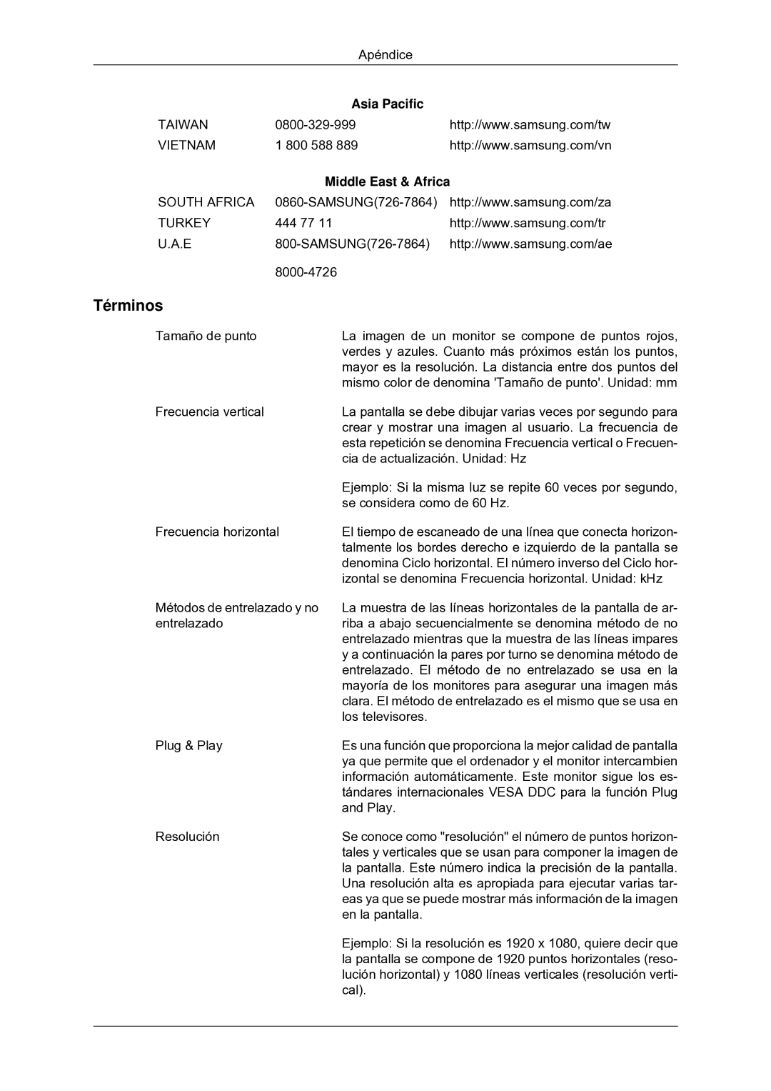 Samsung LS20CMYKF/EN, LS22CMYKFNA/EN, LS22CMYKF/EN, LS22CMYKFYA/EN manual Términos 