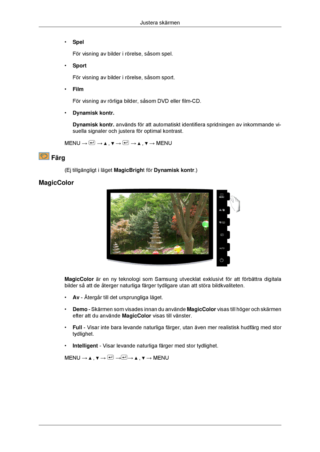 Samsung LS20CMYKF/EN, LS22CMYKFNA/EN, LS22CMYKF/EN manual Färg, MagicColor 