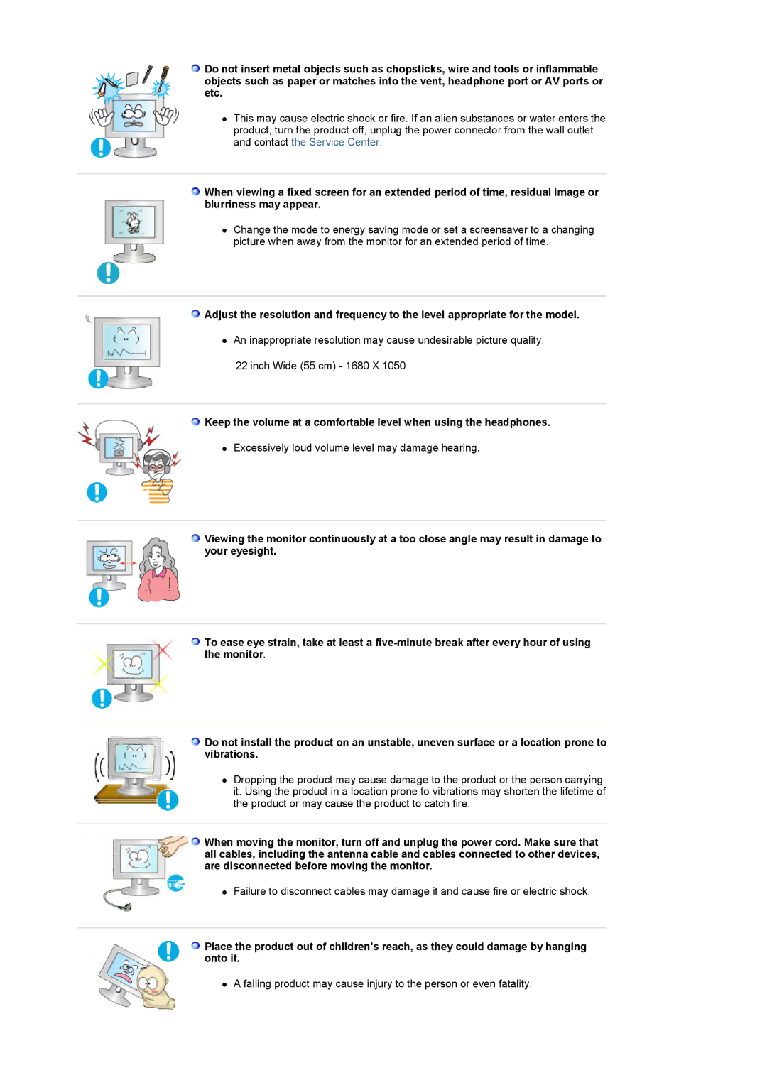 Samsung LS22CRASB/EDC, LS22CRASB6/EDC manual Excessively loud volume level may damage hearing 