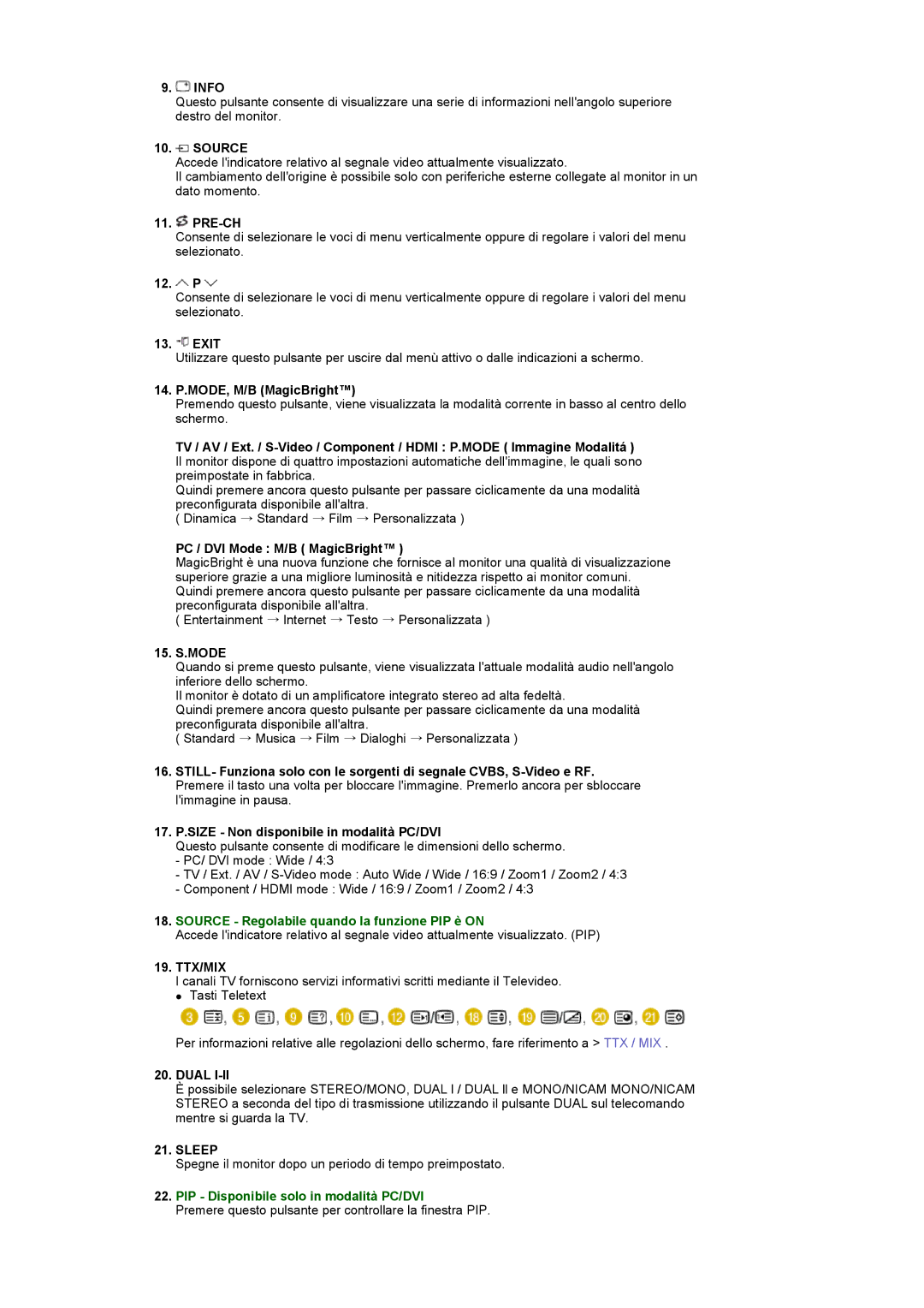 Samsung LS22CRASB6/EDC, LS22CRASB/EDC manual Source, 12. P, PC / DVI Mode M/B MagicBright, Ttx/Mix 